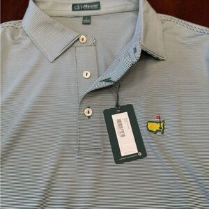 NEW Peter Millar Master’s Polo Green and White Stripes Large